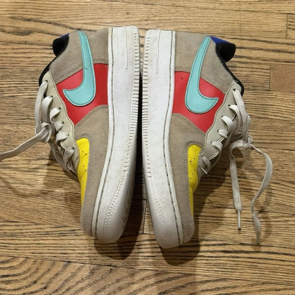 Nike Air Force 1 Low Boys Size 5.5Y Beige Yellow White Athletic Shoes Sneakers